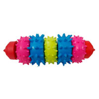 JUGUETE HUESO PLASTICO DURO CON 5 RUEDAS Y PINCHES 16cm ARF