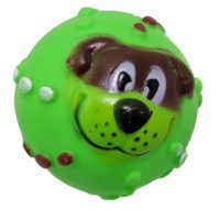 JUGUETE LATEX PELOTA CON CARITA DE PERRO 7 CM ARF