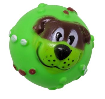 JUGUETE LATEX PELOTA CON CARITA DE PERRO 7 CM ARF