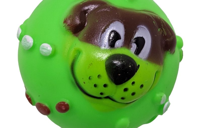 JUGUETE LATEX PELOTA CON CARITA DE PERRO 7 CM ARF
