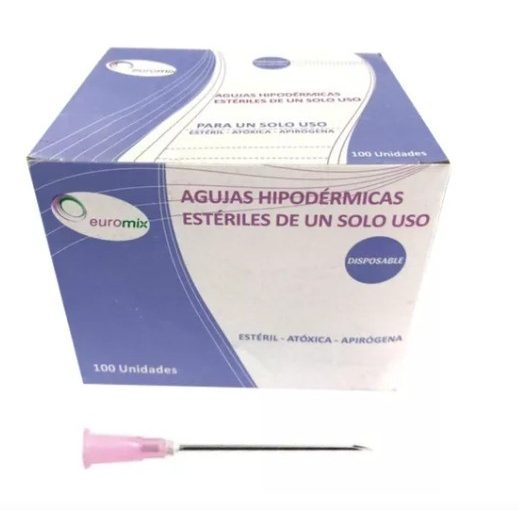 AGUJAS 25/12 X 100 U ROSA CORTA