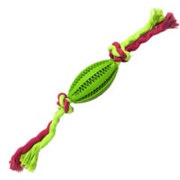 JUGUETE PELOTA GOMA RUGBY CON DIENTES Y SOGA  35 CM ARF