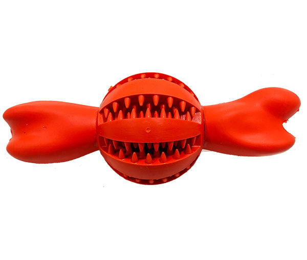 JUGUETE PELOTA DE GOMA CON DIENTES Y HUESO GRANDE 18 CM ARF