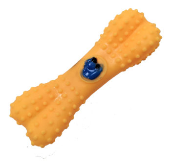 JUGUETE LATEX HUESO CON PUNTOS Y CARITA DE PERRO 15 CM ARF