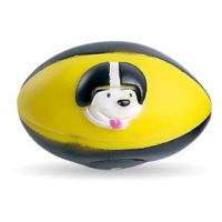 PELOTA OVALADA JUGUETE DE VINILO CON CHIFLE - COLOR: NEGRO/AMARILLO -