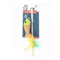 CAÑITA INTERACTIVA PEZ VERDE PARA GATOS ECOLOGICA - TAMAÑO: CAÑA: 40CM